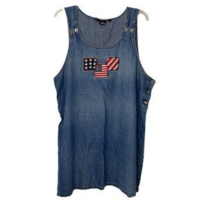 Lindsey Michele Denim Dress Jumper Sz 3 X Patriotic Side Buttons